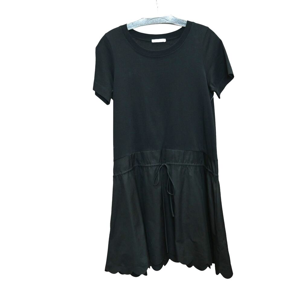 See by Chloe Black T-Shirt Mini Dress Size Small Short Sleeve Round Neck Pockets